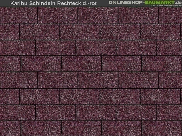Karibu Dachschindeln Rechteck dunkelrot 9 Pakete