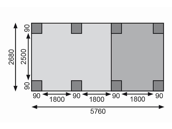 Karibu Doppelcarport ECO 2 Variante A kdi