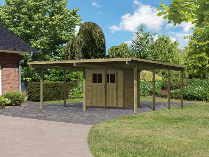 Karibu Doppelcarport ECO mit integriertem Abstellraum 1