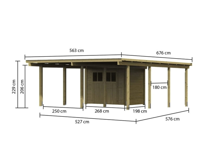 Karibu Doppelcarport ECO mit integriertem Abstellraum 1