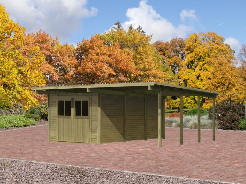 Karibu Doppelcarport ECO mit integriertem Abstellraum 3