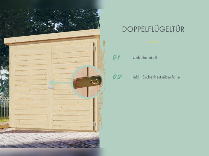 Karibu Fahrradgarage 3, natur, mit Solarpaket
