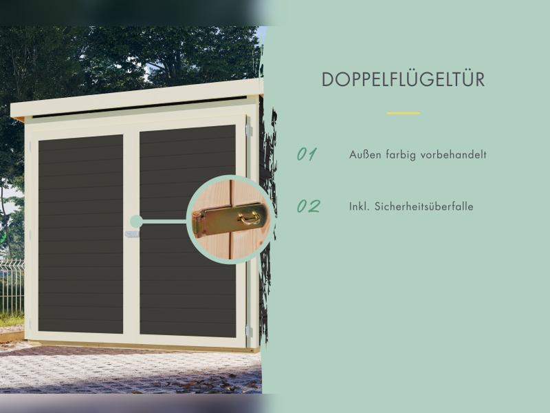 Karibu Fahrradgarage 4, terragrau, mit Solarpaket