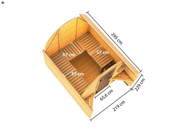 Karibu Fasshaus 2 mit 9 kW Bioofen ext. Steuerung