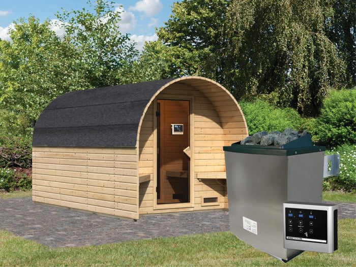 Karibu Fasshaus 3 mit 9 kW Ofen externe Steuerung