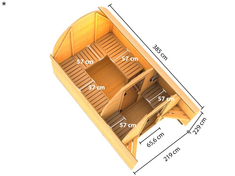 Karibu Fasshaus 3 mit 9 kW Ofen externe Steuerung