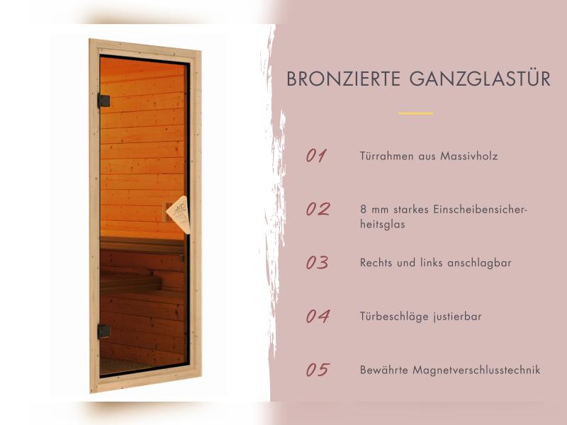 Karibu Fasssauna 1, 38 mm- inkl. 9 kW Ofen externe Steuerung