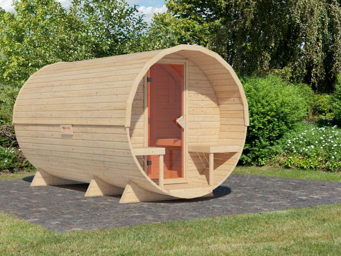 Karibu Fasssauna 3 ohne Ofen - 38 mm mit Vorraum