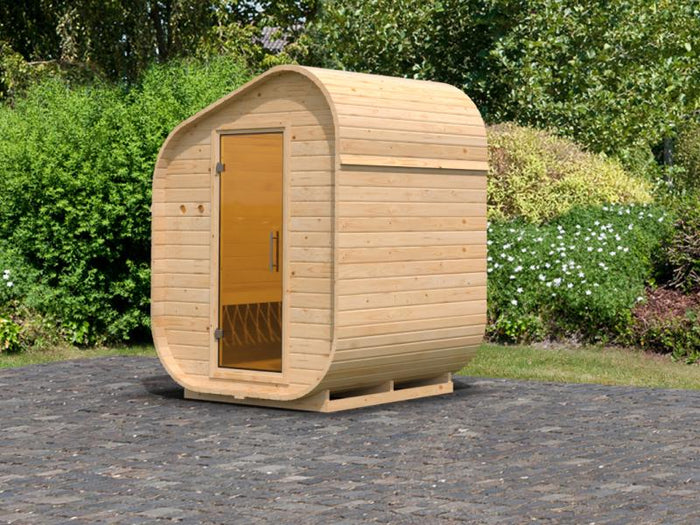 Karibu Fasssauna  Asymmetrisch 1, ohne Saunaofen