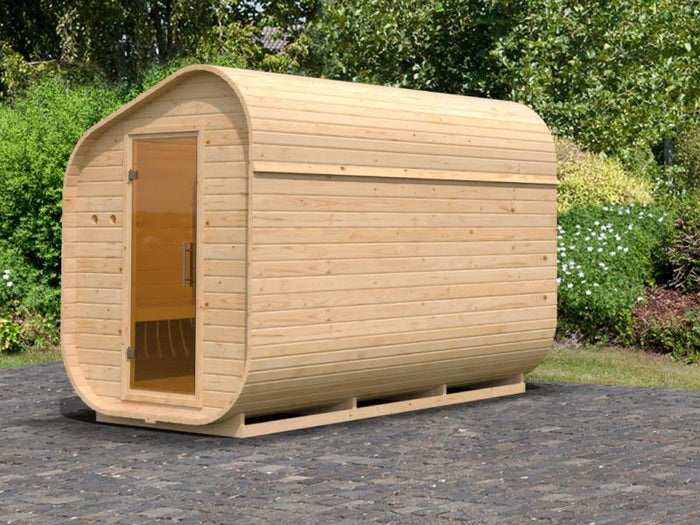Karibu Fasssauna Asymmetrisch 3, ohne Saunaofen