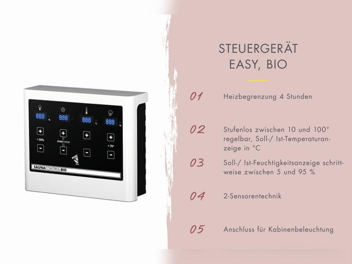 Karibu Fasssauna Quadro 3 inkl. 9 kW Bioofen ext. Steuerung - 38 mm