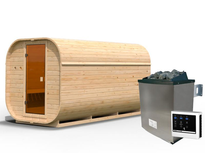 Karibu Fasssauna Quadro 3 inkl. 9 kW Ofen ext. Steuerung - 38 mm