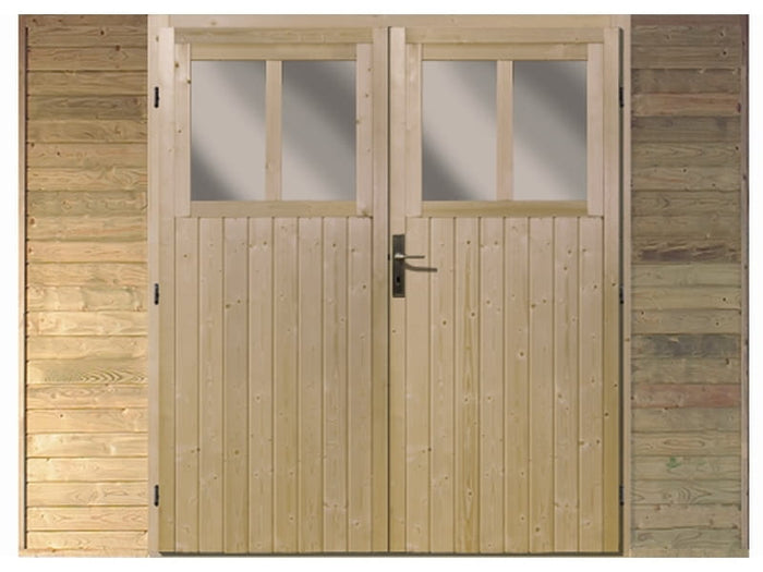 Karibu Frontwand mit Doppeltür für Einzelcarport