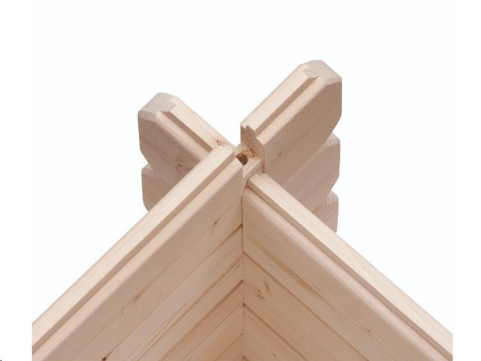 Karibu Gartenhaus Flora 5 natur,inkl. selbstklebende Dachbahn, Vlies und Wurzelschutzfolie (für Dach