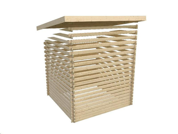 Karibu Gartenhaus Flora 5 natur,inkl. selbstklebende Dachbahn, Vlies und Wurzelschutzfolie (für Dach