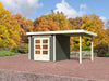 Karibu Gartenhaus Kandern 3 terragrau mit Anbaudach 2,35 m inkl. Rückwand