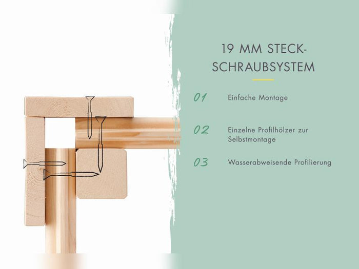 Karibu Gartenhaus Lahar 3,5, natur , 19 mm