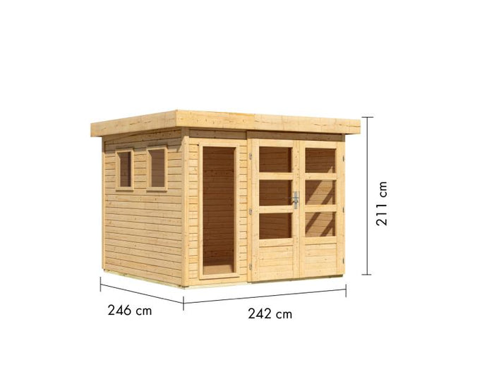 Karibu Gartenhaus Lahar 3,5, natur , 19 mm