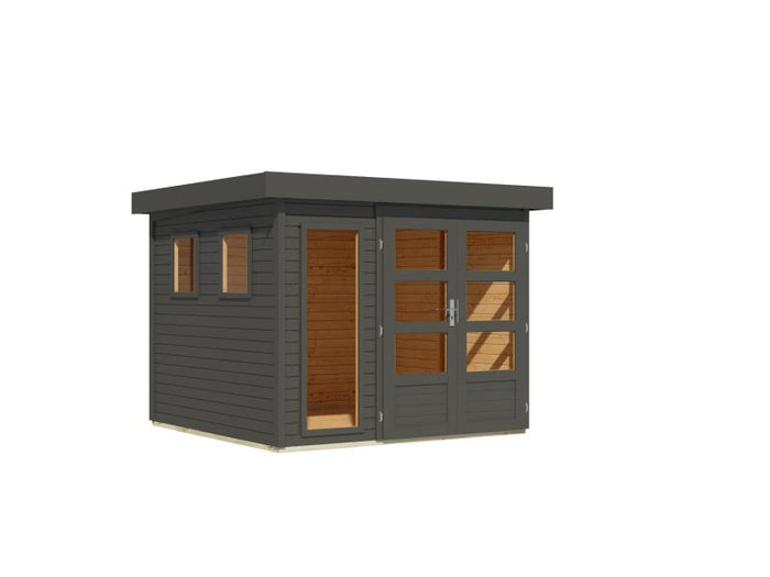 Karibu Gartenhaus Lahar 3,5, terragrau komplett, 19 mm