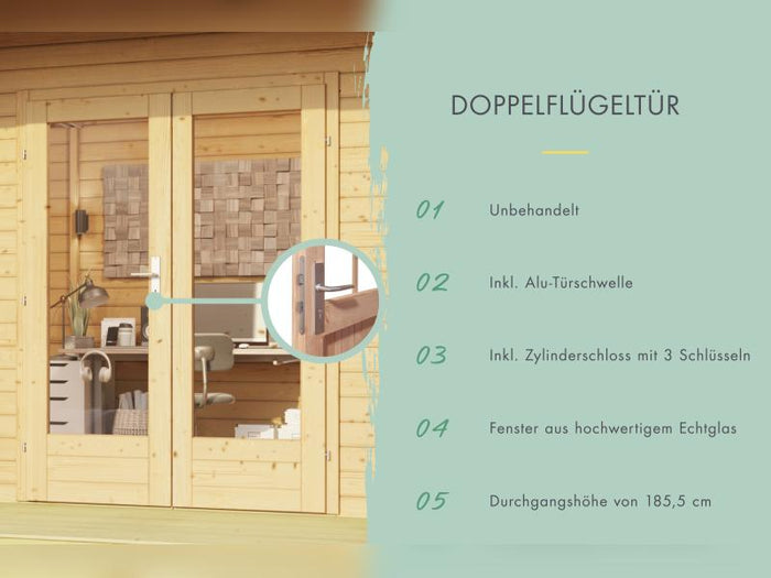 Karibu Gartenhaus North, natur 38 mm