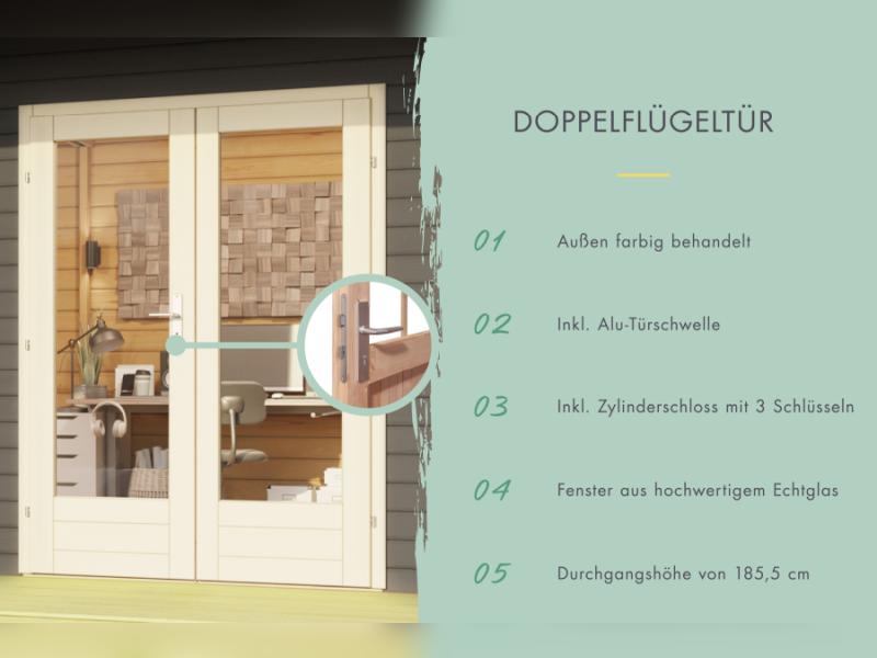 Karibu Gartenhaus Radeburg 2 terragrau 38 mm