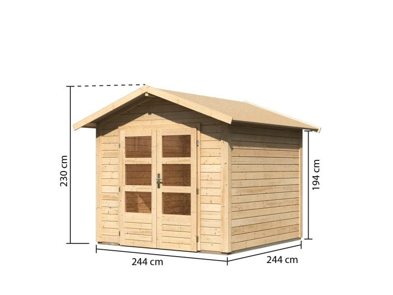 Karibu Gartenhaus Ravenna 1 natur, inkl. Fußboden