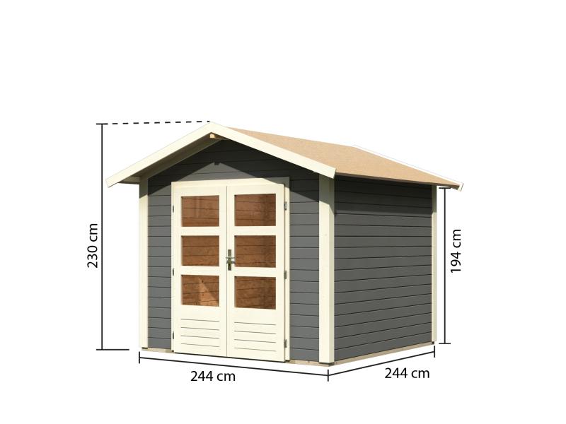 Karibu Gartenhaus Ravenna 1 terragrau