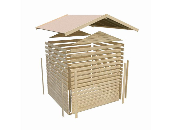 Karibu Gartenhaus Ravenna 2, terragrau, inkl. Fußboden