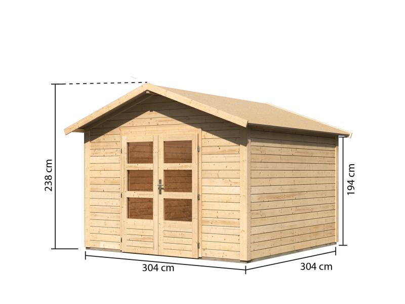 Karibu Gartenhaus Ravenna 3 naturbelassen, inkl. Fußboden