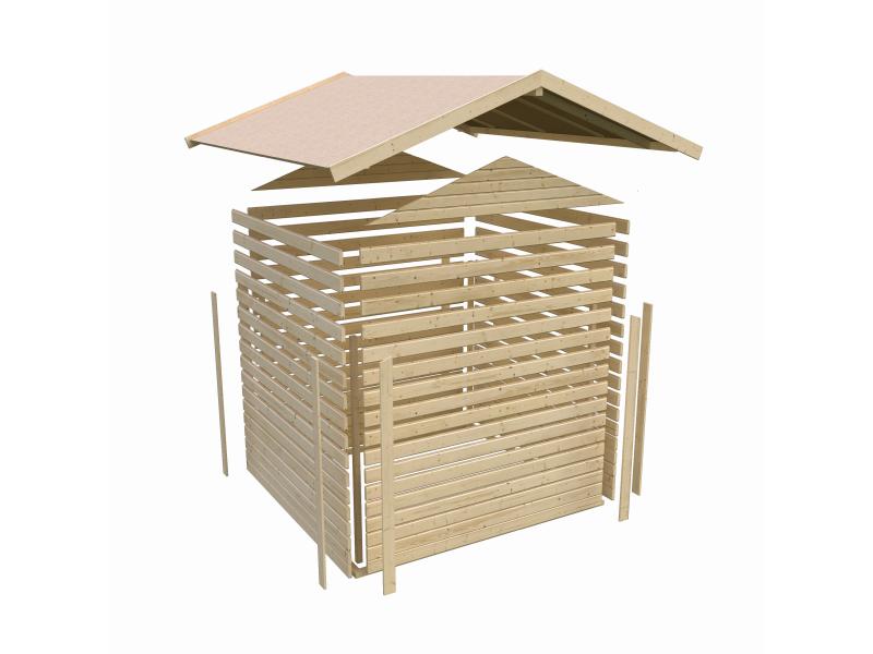 Karibu Gartenhaus Ravenna 3 naturbelassen, inkl. Fußboden