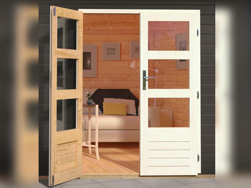 Karibu Gartenhaus Ravenna 3 terragrau, inkl. Fußboden