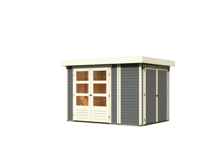 Karibu Gartenhaus Retola 2 terragrau 19 mm, inkl. Anbauschrank