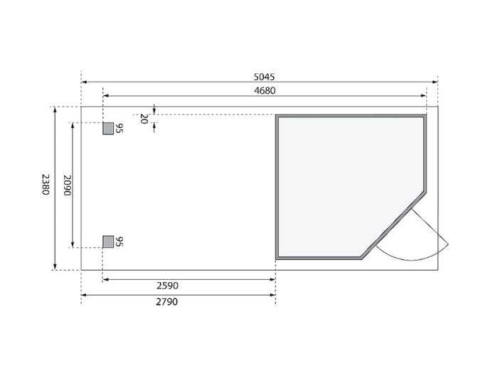Karibu Gartenhaus Schwandorf 3 natur mit Anbaudach 2,75 Meter, Seiten- und Rückwand