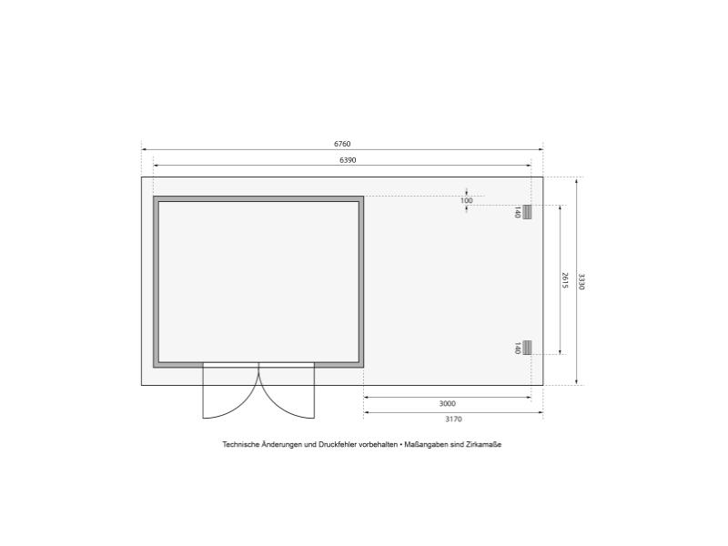 Karibu Gartenhaus Trittau 4 inkl. Anbaudach 3,3 m mit Rück- und Seitenwand