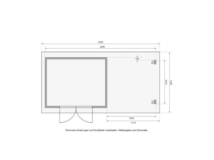 Karibu Gartenhaus Trittau 4 inkl. Anbaudach 3,3 m mit Rück- und Seitenwand