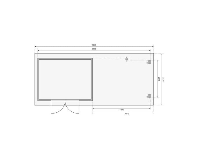 Karibu Gartenhaus Trittau 4 inkl. Anbaudach 4,4 m inkl. Rück- und Seitenwand