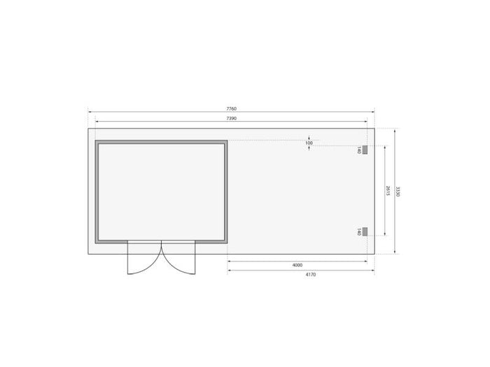 Karibu Gartenhaus Trittau 4 inkl. Anbaudach 4,4 m