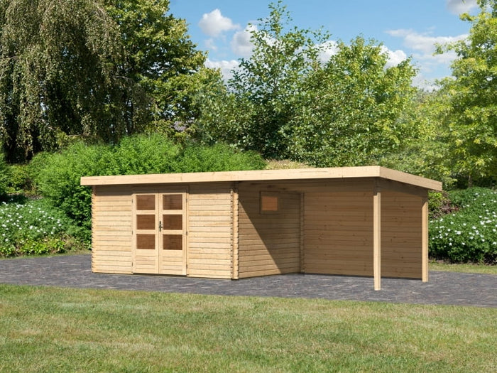 Karibu Gartenhaus Trittau 5 inkl. Anbaudach 3,3 m inkl. Rückwand