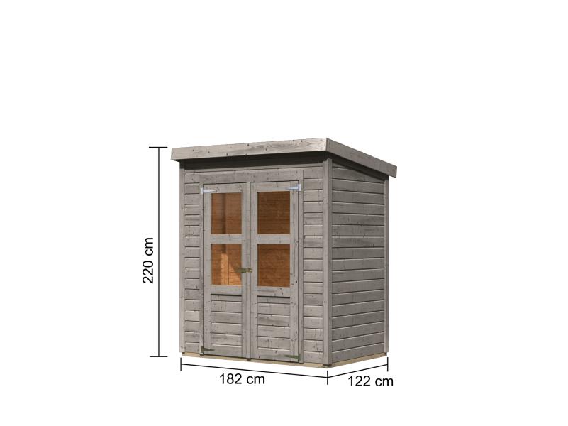 Karibu Gerätehaus Merseburg 2, vorvergraut, 14 mm