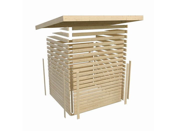 Karibu Gerätehaus Merseburg 2, vorvergraut, 14 mm