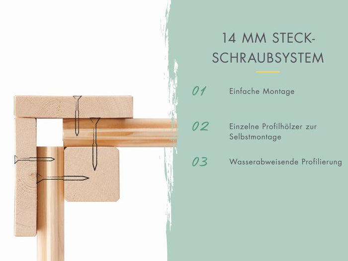 Karibu Gerätehaus Merseburg 4 SET mit Anbaudach, vorvergraut