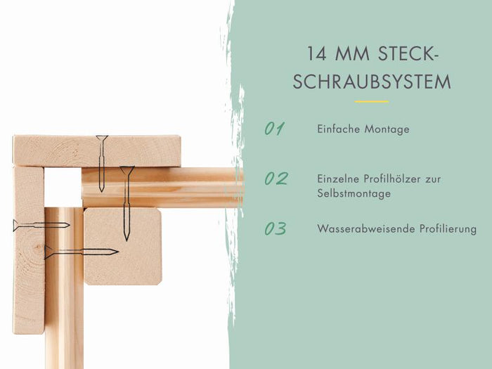 Karibu Gerätehaus Merseburg 5 SET mit Anbaudach, vorvergraut