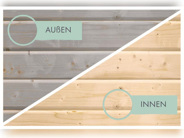 Karibu Gerätehaus Merseburg 5 SET mit Anbaudach, vorvergraut