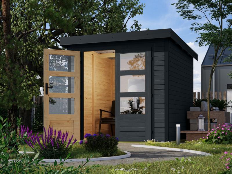 Karibu Hybrid Gartenhaus Jupiter 2 C anthrazit/anthrazit