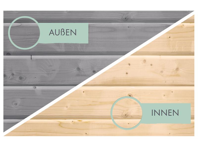 Karibu Hybrid Gartenhaus Jupiter 2 D wassergrau/graualuminium, inkl. 2,40 m Anbaudach