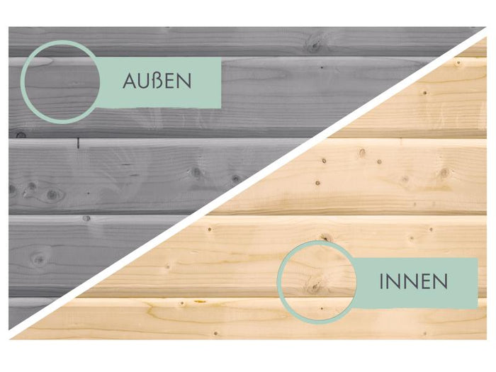 Karibu Hybrid Gartenhaus Jupiter 2 D wassergrau/weiß