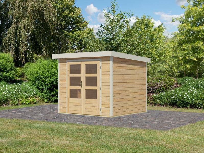 Karibu Hybrid Gartenhaus Jupiter 3 A naturbelassen/weiß