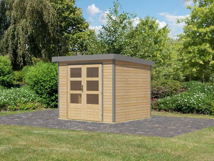 Karibu Hybrid Gartenhaus Jupiter 3 A naturbelassen/graualuminium