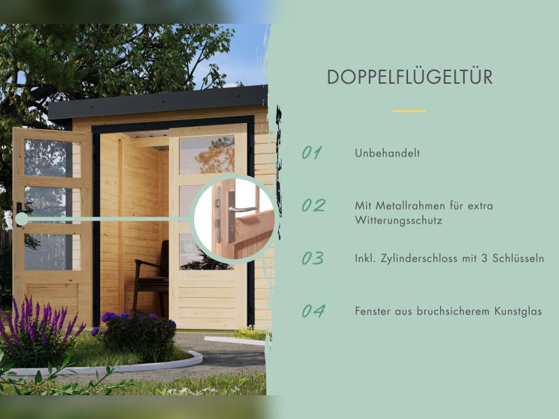 Karibu Hybrid Gartenhaus Jupiter 3 A naturbelassen/anthrazit