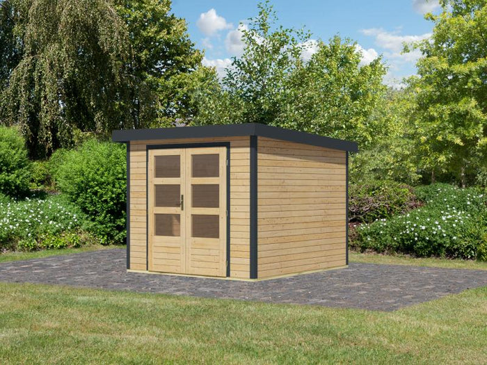 Karibu Hybrid Gartenhaus Jupiter 3,5 A naturbelassen/anthrazit